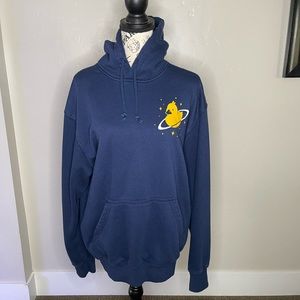 QUACKITY Merch Planet Duck Navy Blue Hoodie in gently used condition